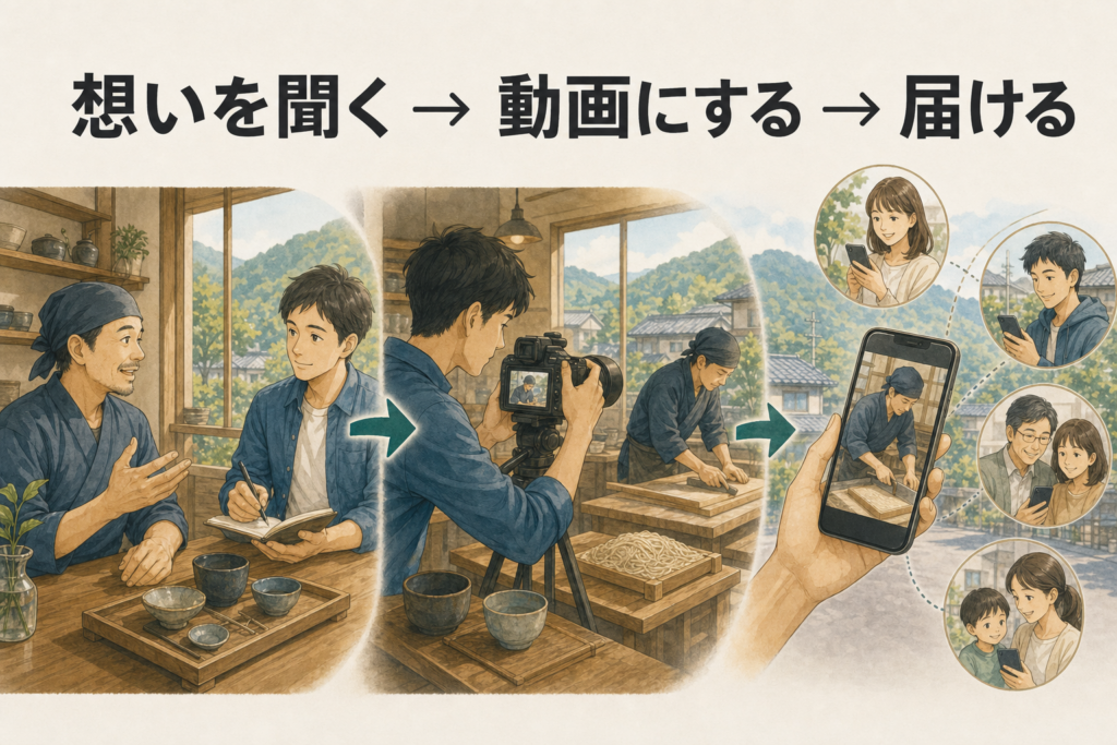 想いを聞き、動画を制作し、届けるまでの流れ